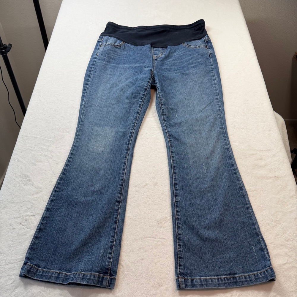 Motherhood Maternity Flare Jeans Women XL Blue Good Over Belly Stretch 90981-40